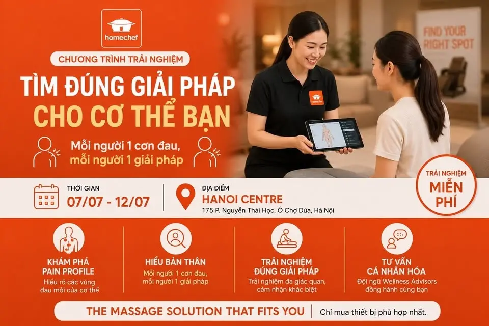 SỰ KIỆN TRẢI NGHIỆM MÁY MASSAGE TẠI HOMECHEF HÀ NỘI CENTRE