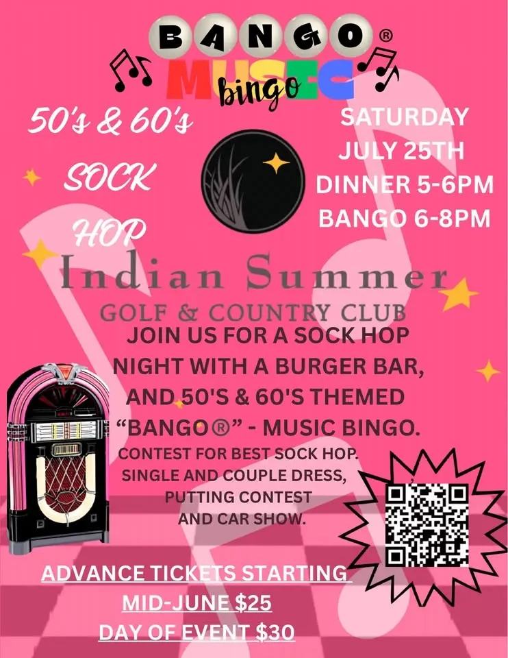 “50’s & 60’s SOCK HOP” “BANGO®️”-MUSIC🎵BINGO