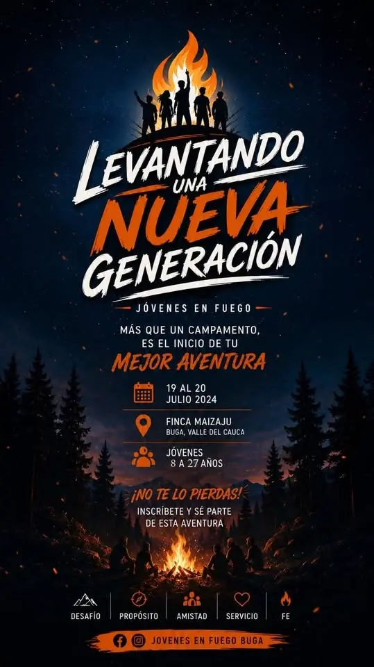 2 campamento de jóvenes en fuego Buga