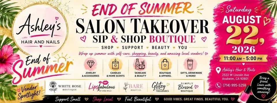 End of Summer Salon Takeover Sip and Shop Popup 