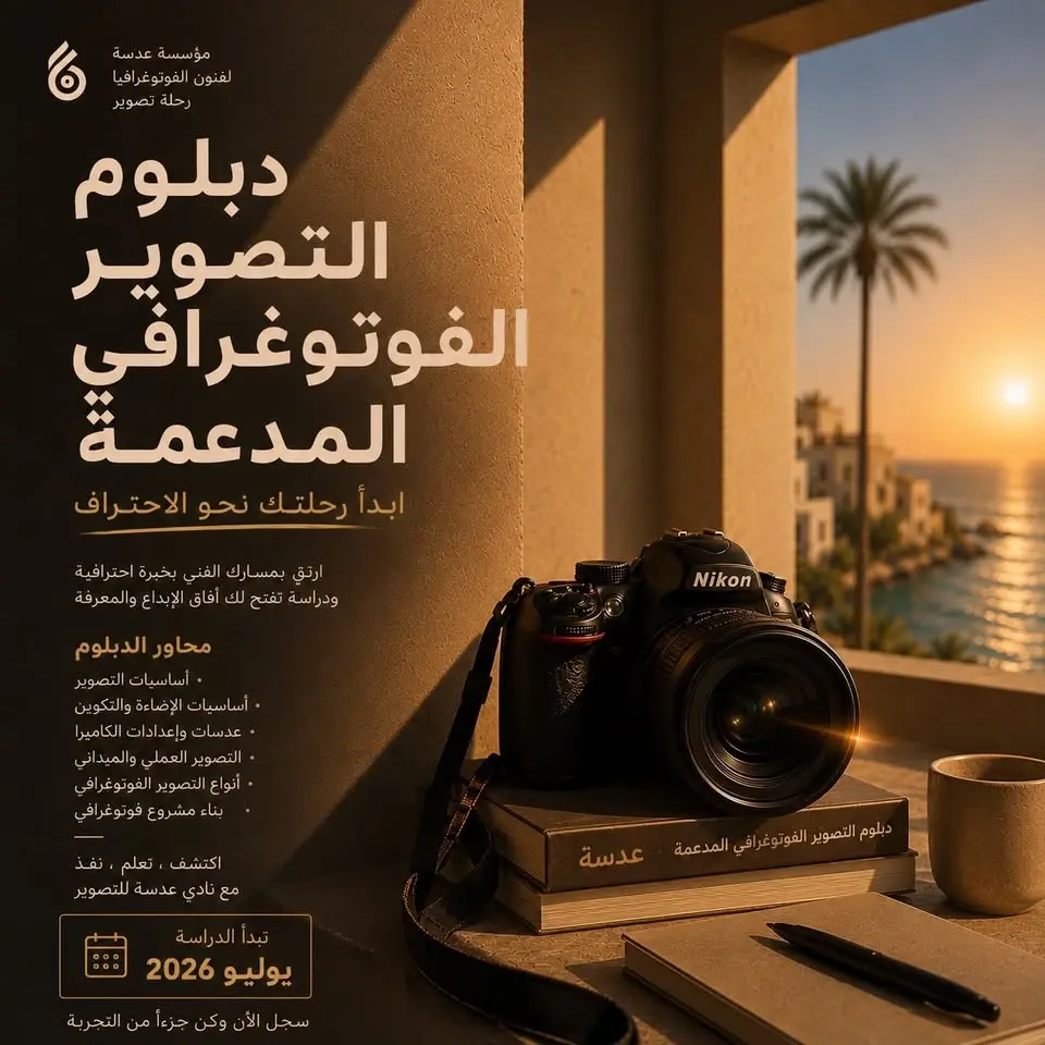 تعلم التصوير الفوتوغرافي- 16 اسبوع - يوليو 2026- Photography Education