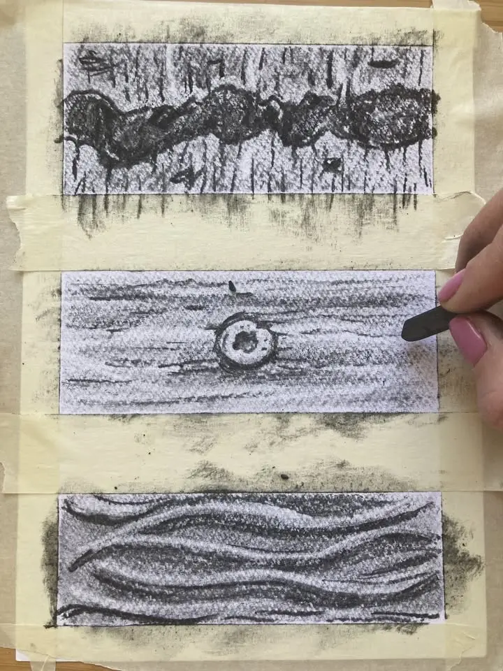 Teckna med träkol utomhus/Sketch with charcoal outdoors