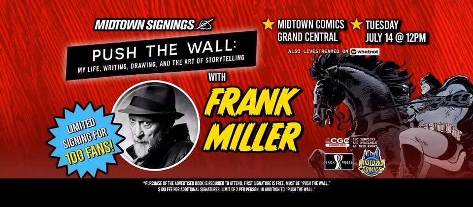 Frank Miller SIGNING Push The Wall: My Life, Writing, Drawing and the Art of Storytelling!
