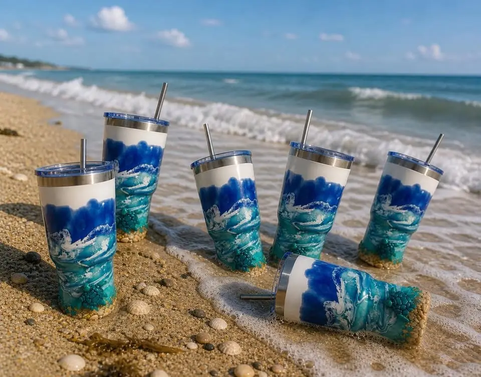 Ocean Resin Pour 30oz Sea Turtle Tumbler Workshop