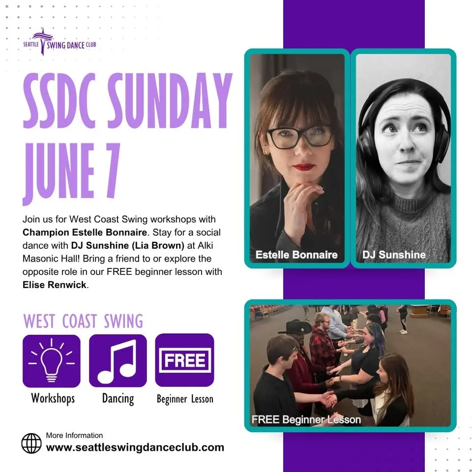 Seattle West Coast Swing Workshops with Champion Estelle Bonnaire and Social Dance with DJ Sunshine