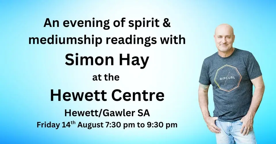 Aussie medium Simon Hay at the Hewett Centre
