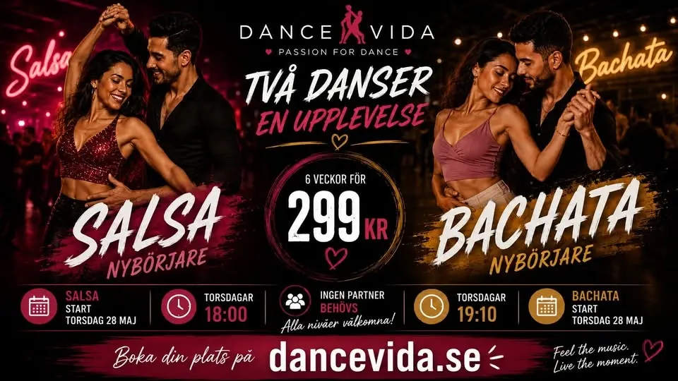 75% off! Salsa & Bachata Nybörjarkurs i Göteborg