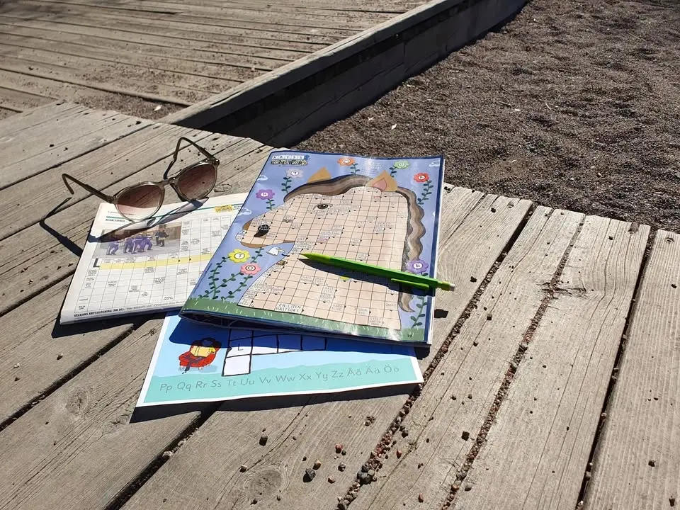 Korsord vid stranden