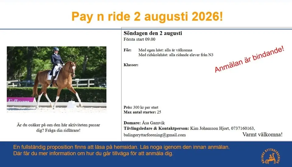 Save the date - Pay n Ride hos oss på BÄRF