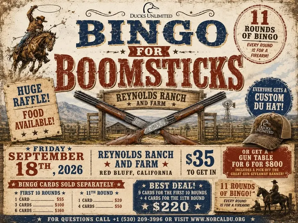 Reynolds Ranch and Ducks Unlimited Bingo for Boomsticks