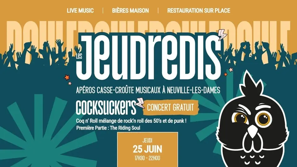 Jeudredi 25 JUIN 2026 - Concert : COCKSUCKERS + The Riding Soul