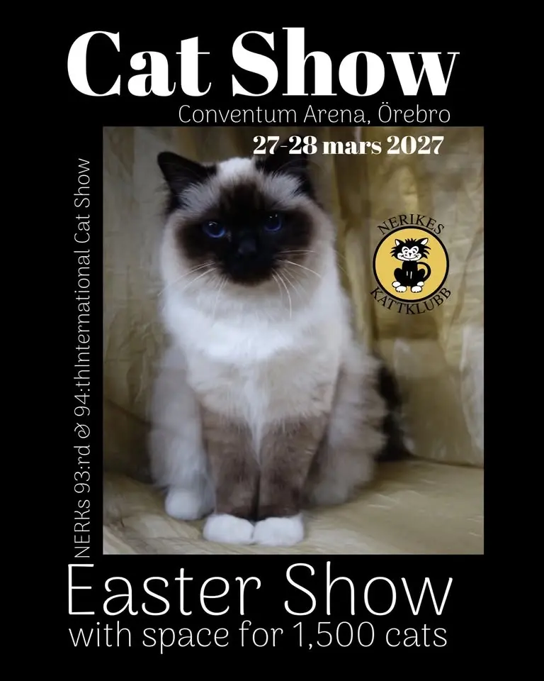 NERKs internationella kattutställning 27-28 mars 2027 EASTER SHOW Conventum Arena