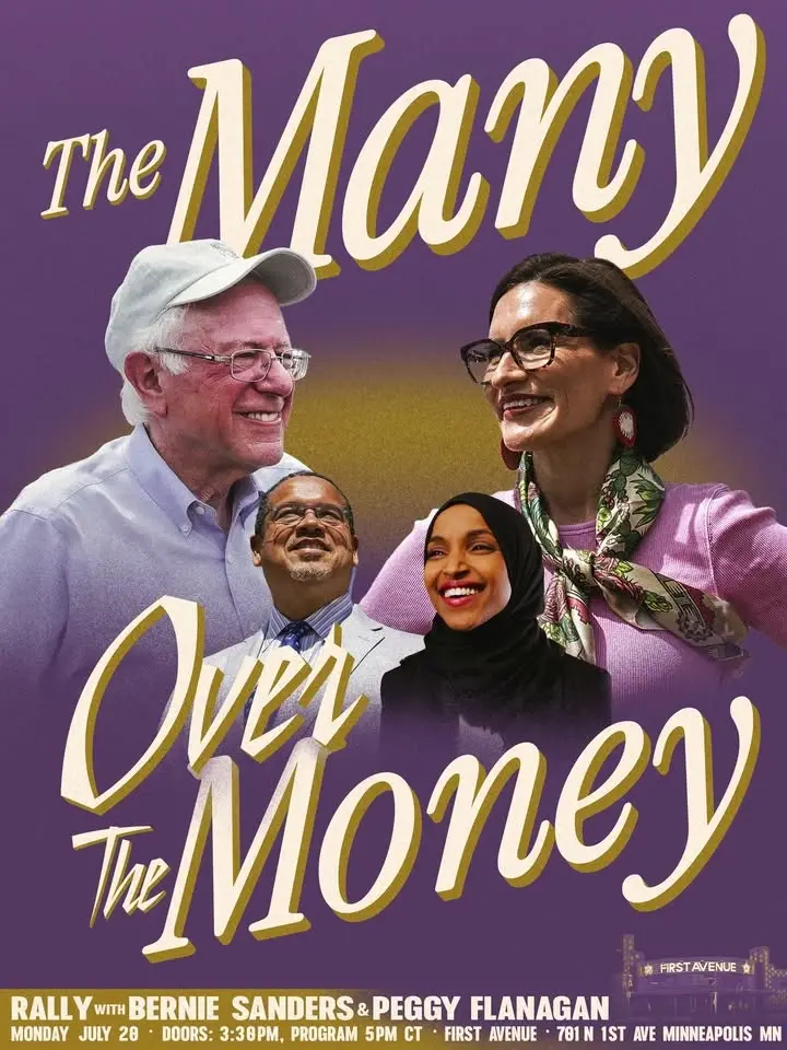 The Many Over The Money Rally with Bernie Sanders and Peggy Flanagan 