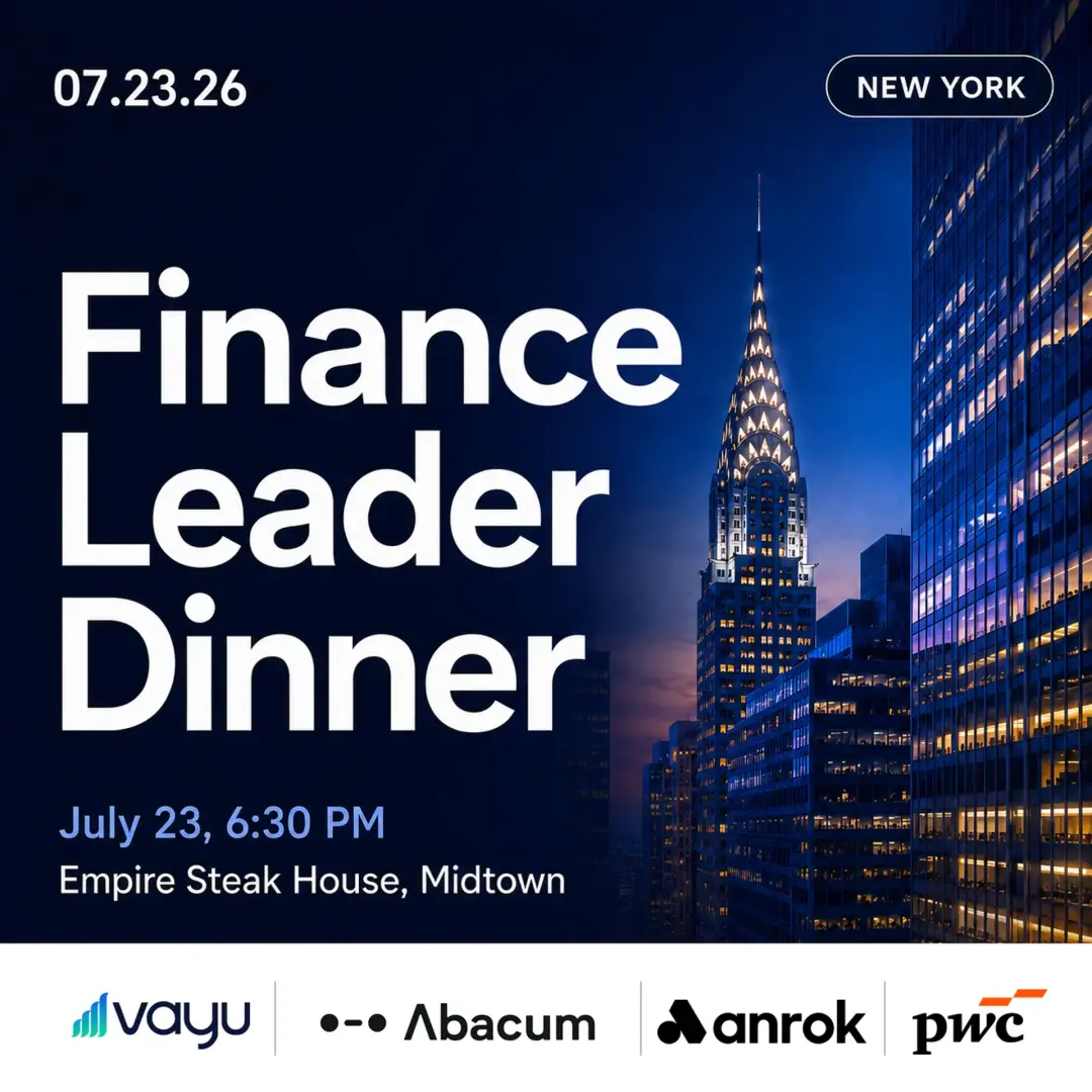 Finance Leader Dinner with PwC, Vayu, Abacum & Anrok