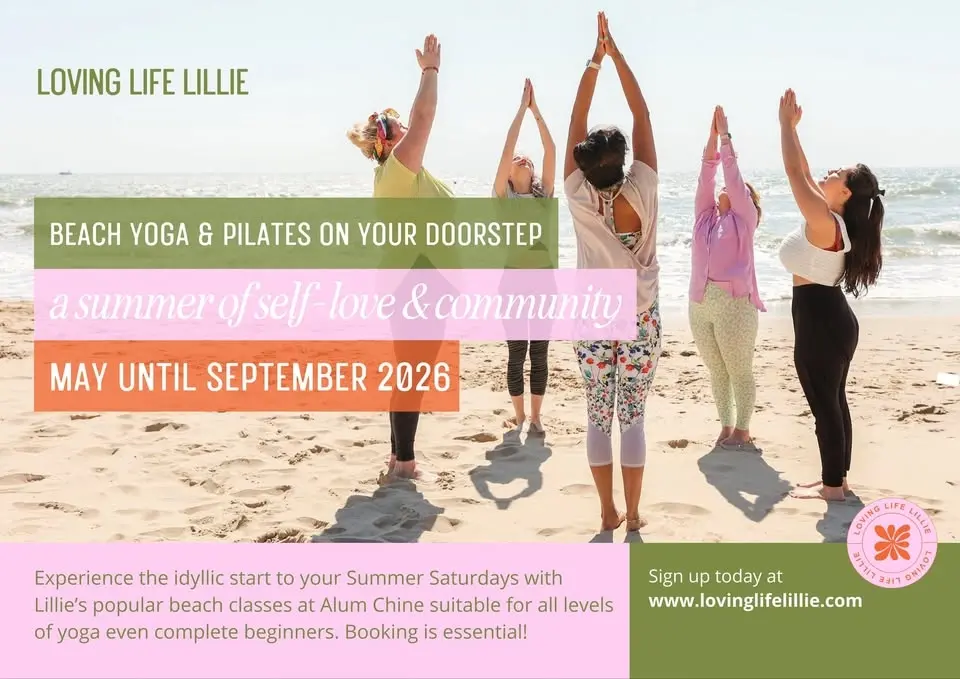 Beach Yoga with Loving Life Lillie at Alum Chine Beach, Bournemouth