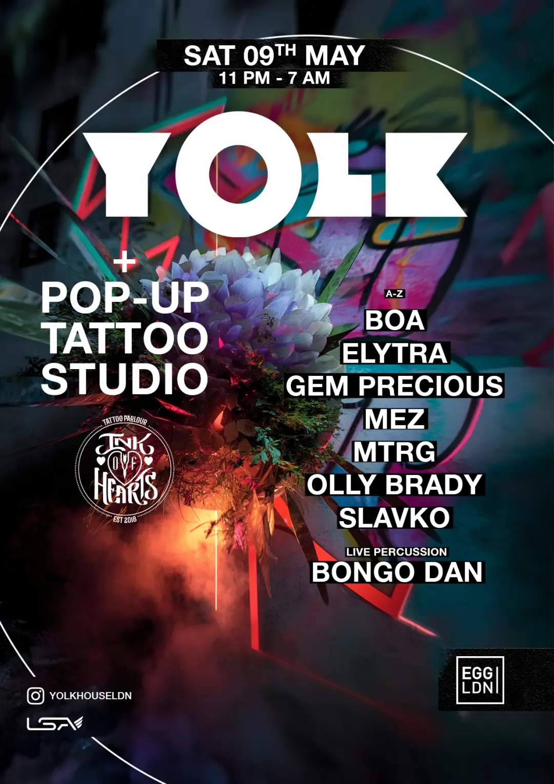 YOLK: House & Tech-House at Egg LDN (+ Pop-Up Tattoo Studio)