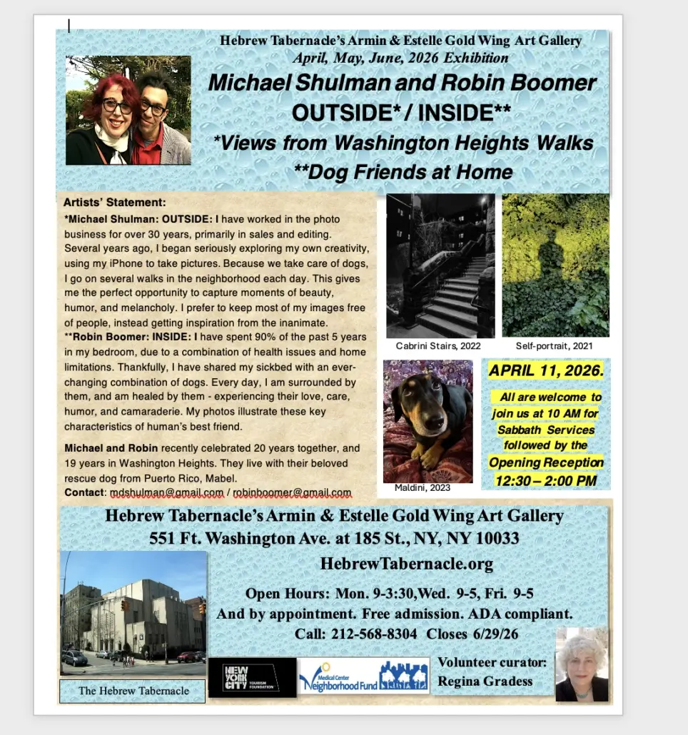Gold Wing, Hebrew Tabernacle: Outside/Inside – Shulman/Boomer. (Artist Reception)