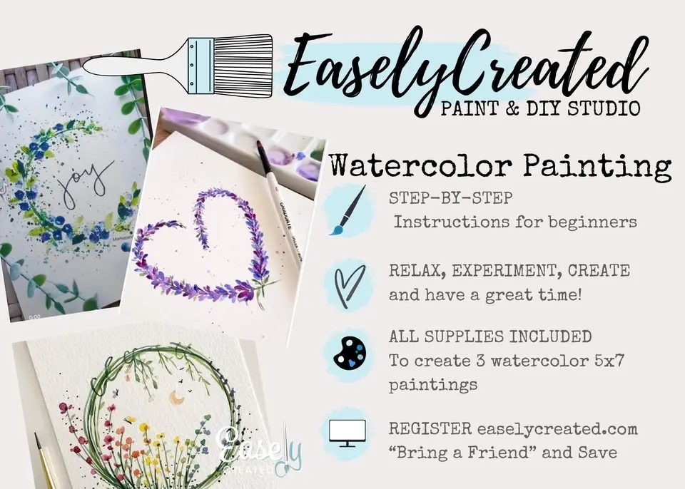 Watercolor Painting Class "Floral Wreaths" at Easely Created