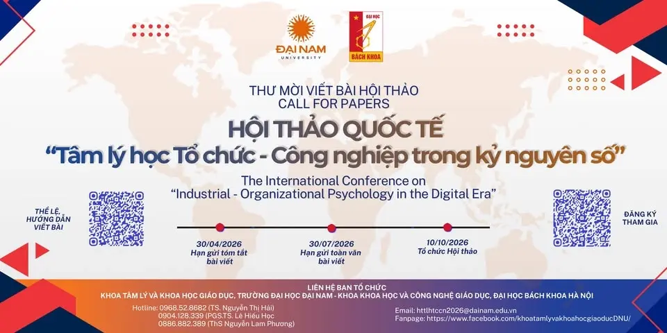 Hội Thảo Quốc Tế “Tâm lý học Tổ chức- Công nghiệp trong kỷ nguyên số”