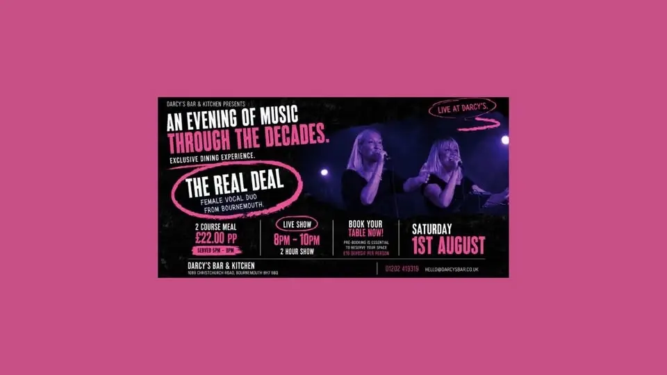 Live Music (The Real Deal) & Two Course Meal