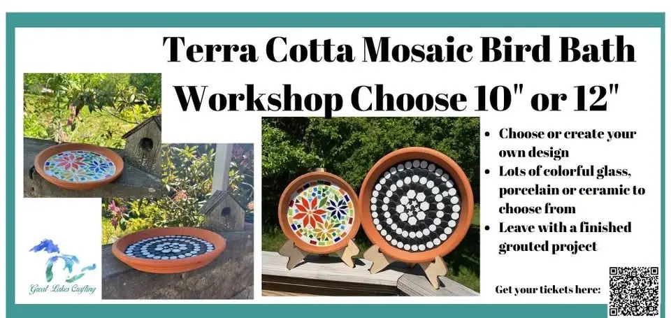 Garden City Mosaic Bird Bath @ The Straight Farmhouse Museum