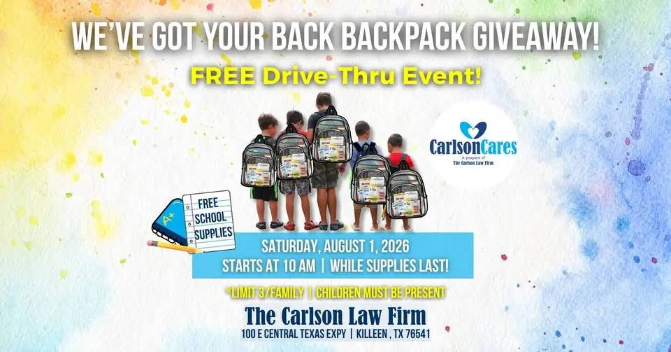 We've Got Your Back Killeen Backpack Giveaway with Carlson Cares🎒