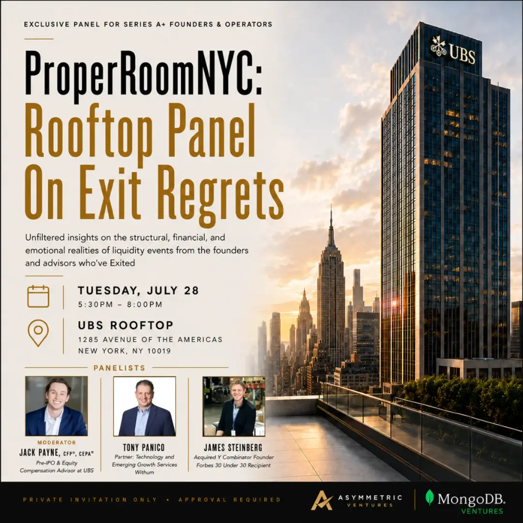 UBS Rooftop Panel on Exit Regrets (ProperRoom NYC · Series A+)