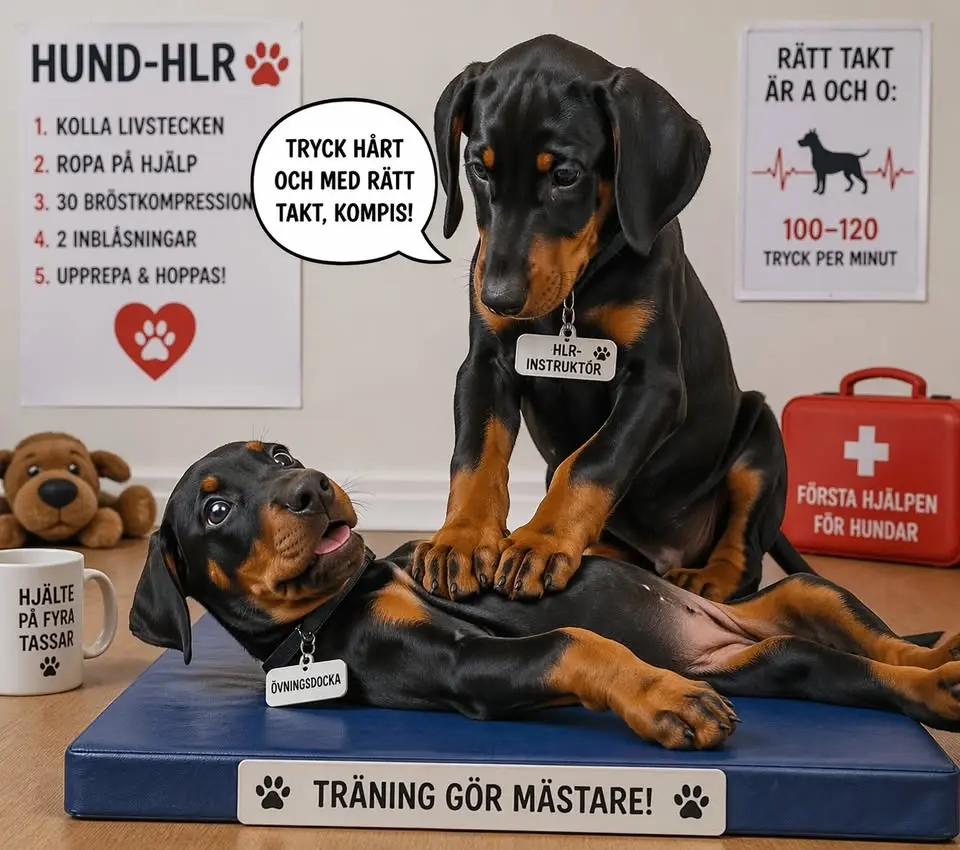 Olycksfall, livsuppehållande åtgärder och HLR på hund
