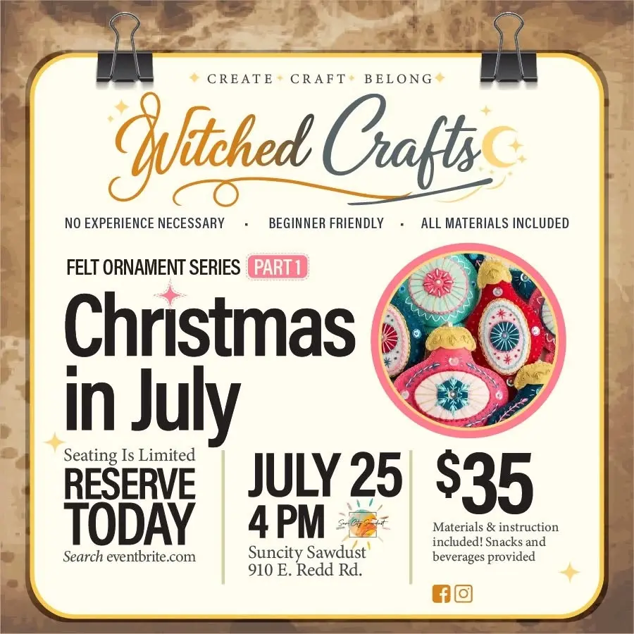 Craft Workshop- Christmas in July Felt Ornaments Part 1