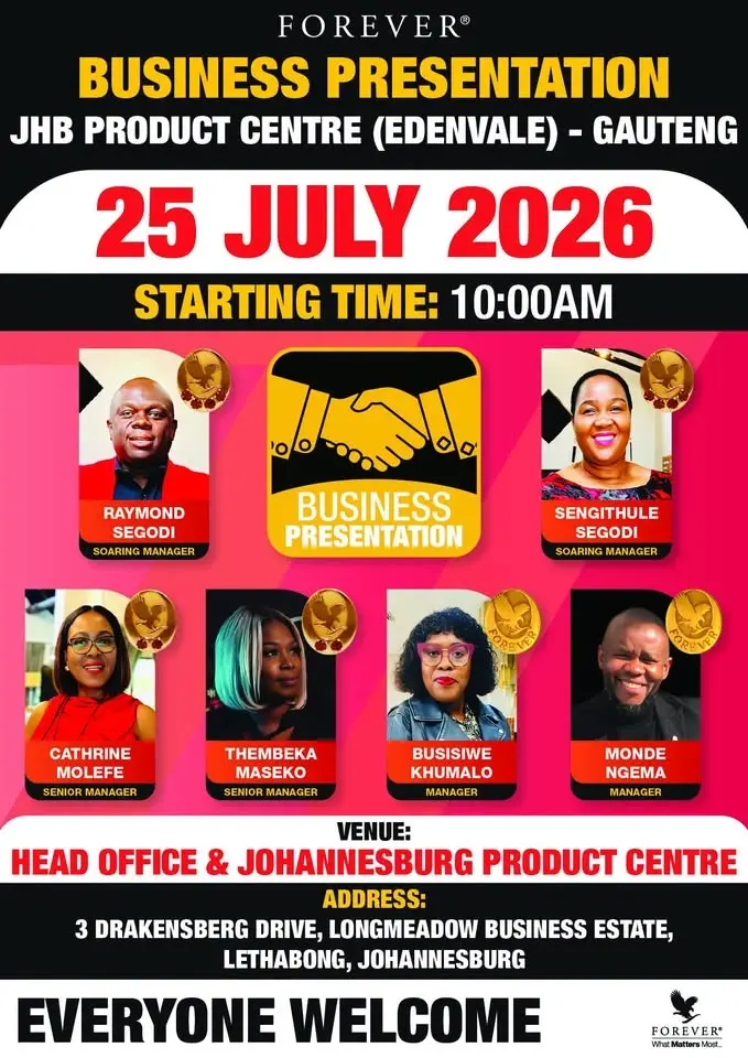 Forever Business Presentation JHB Product Centre (Edenvale) - Gauteng