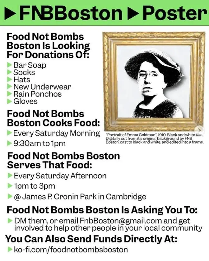 Food Not Bombs: Food Pre and Distribution Saturdays