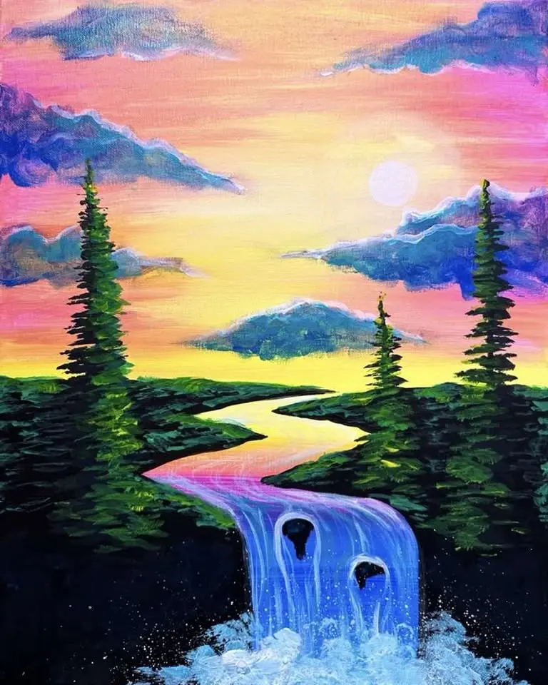  Sip & Paint 'Iridescent Falls' with us!