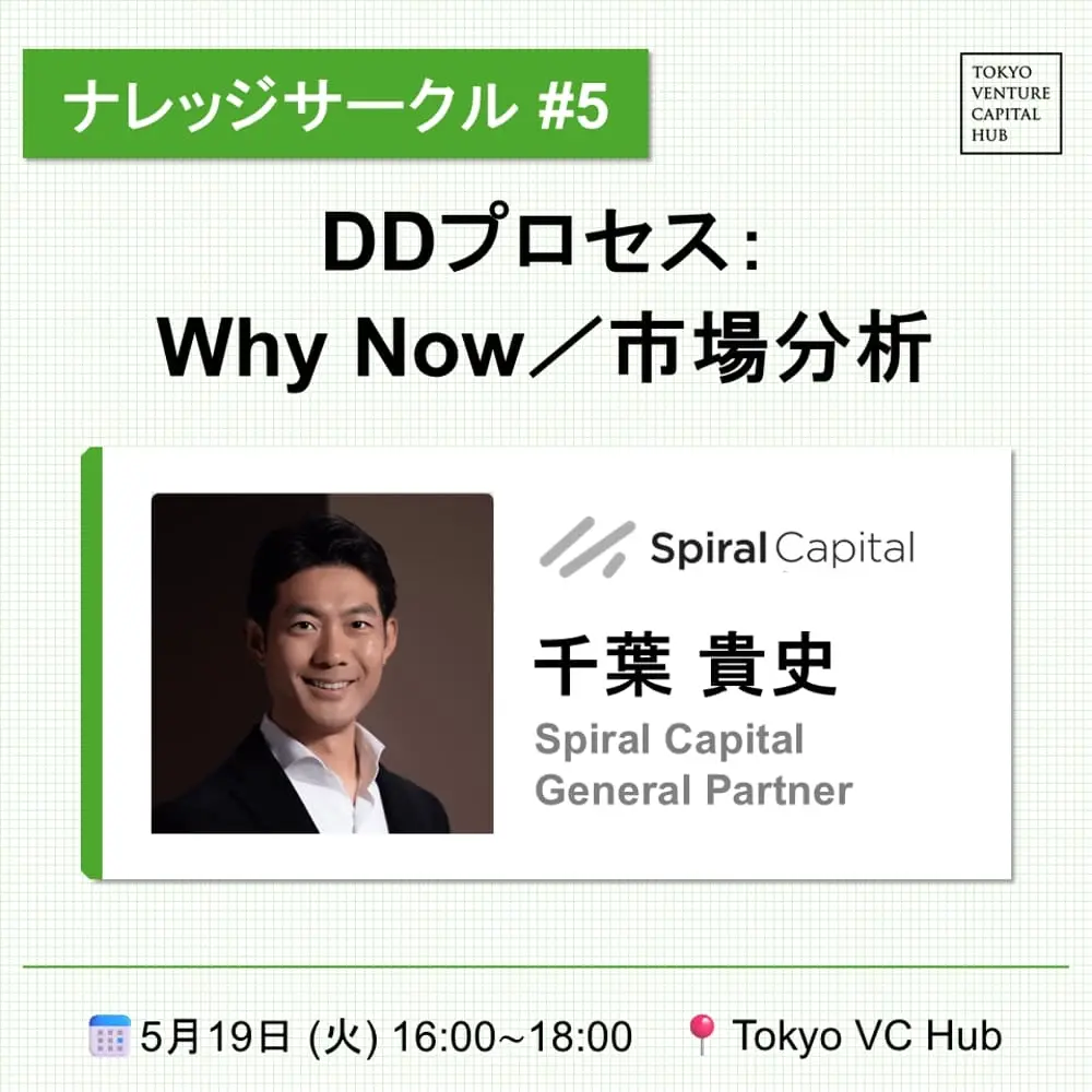 ナレッジサークル#5 「DDプロセス：Why Now／市場分析」: Spiral Capital 千葉氏（5/19(火)）