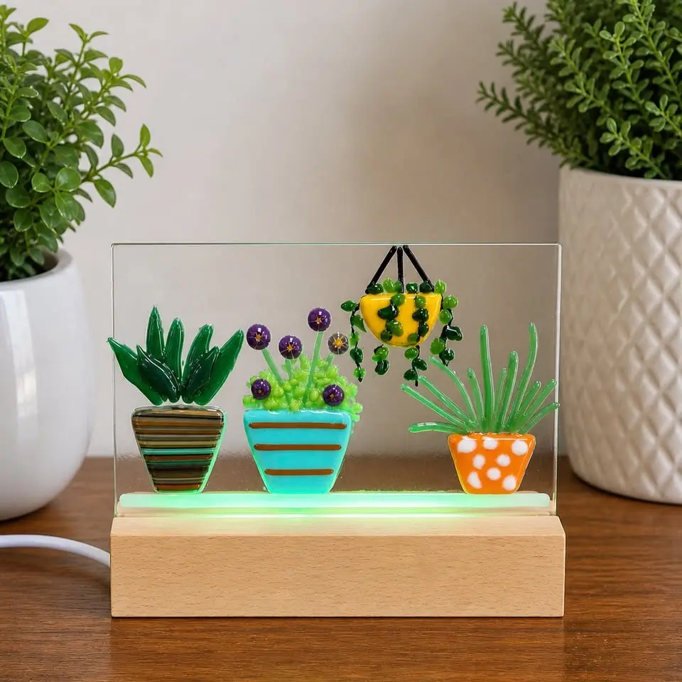 Fused Glass Plant Nightlight