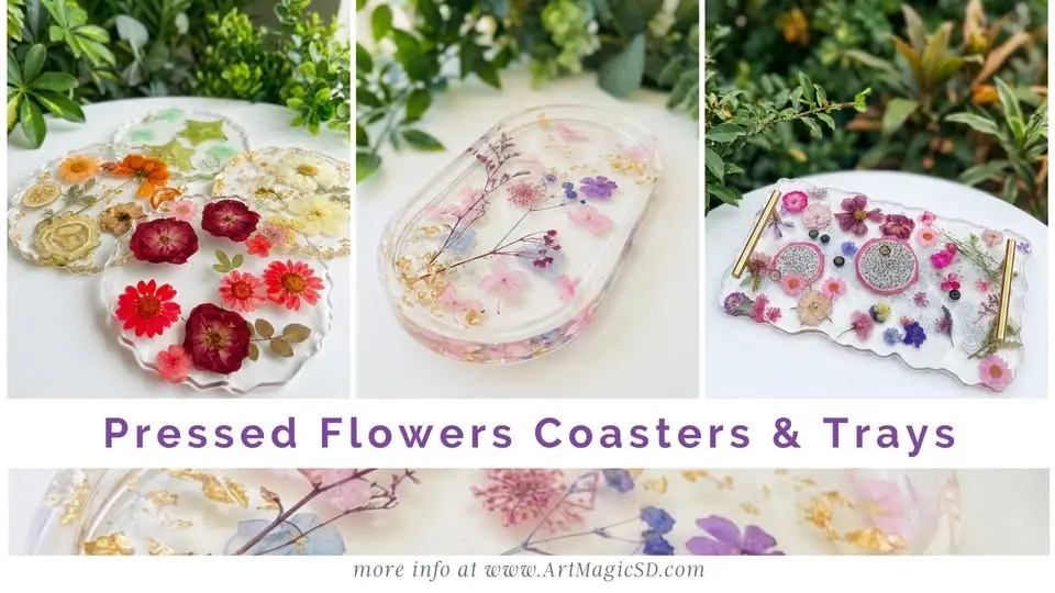Floral Coasters and Trinket trays: Epoxy Resin Art | Oceanside