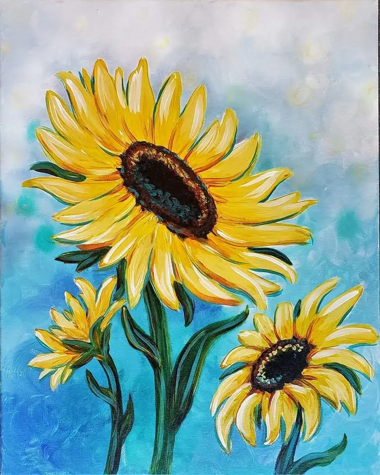 Sip & Paint 'Three Sunflowers' with us!