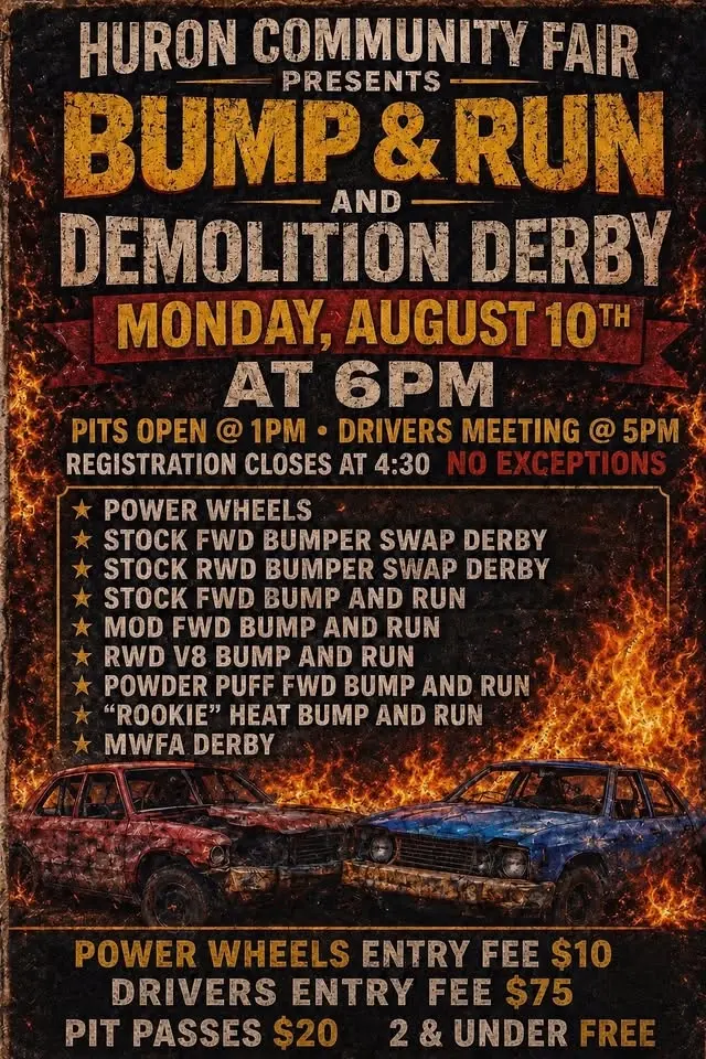 Huron community fair, bump, and run and demolition Derby