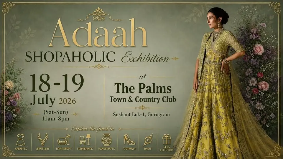 Adaah SHOPAHOLIC Exhibition 18-19 July (Sat-Sun) at Palms Town & Country Club, Sushant Lok1, Gurgaon