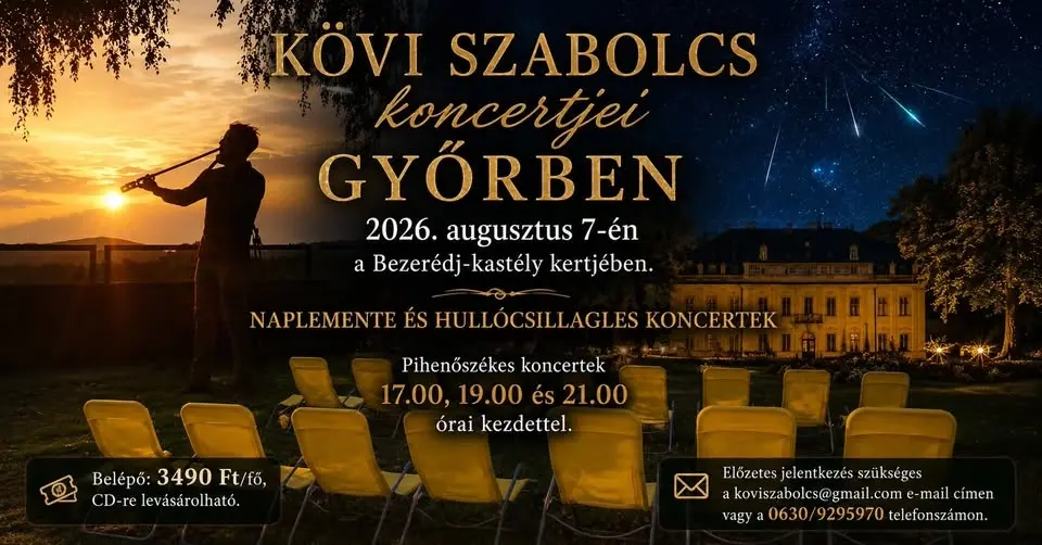 Kövi Szabolcs koncert Győrben, szabadtéri, pihenőszékes koncertek!
