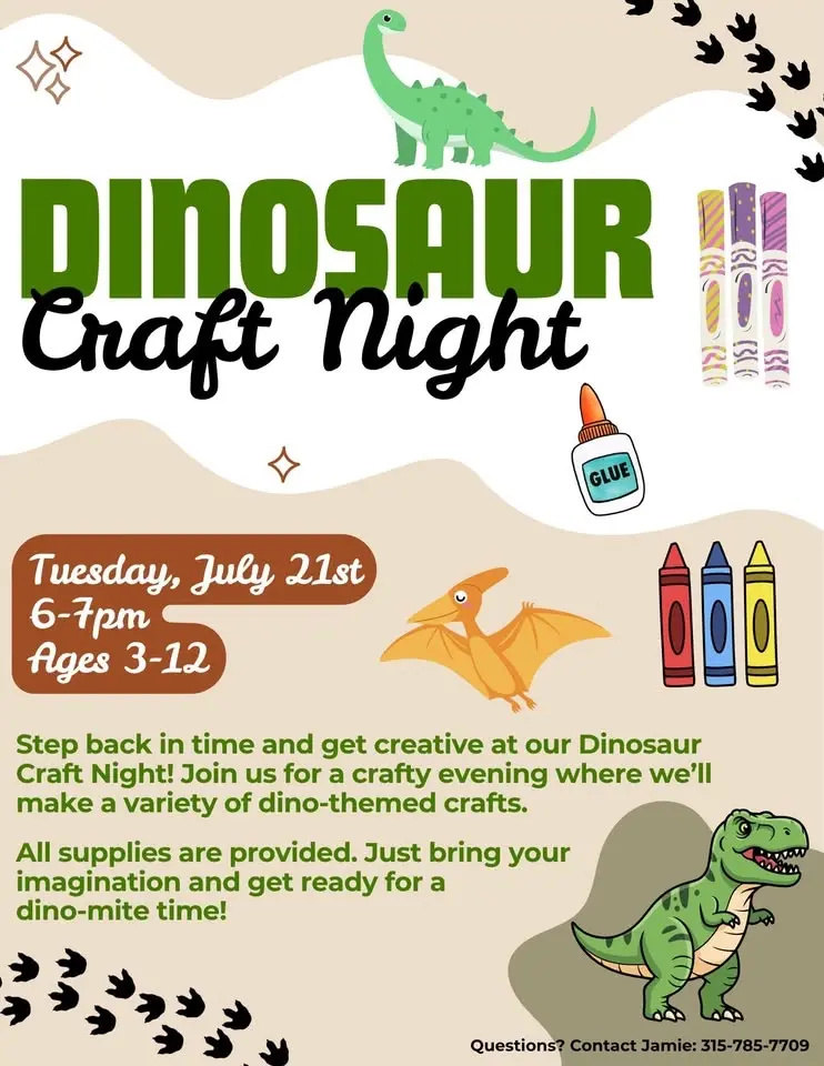 Ages 3-12 Dinosaur Craft Night