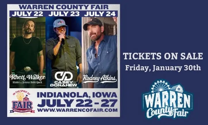 Warren County Fair-Family and Faith Night with Rhett Walker and guests Blake & Jenna Bolerjack