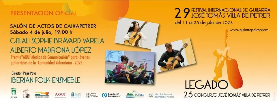 PRESENTACIÓN OFICIAL DE LEGADO 29 Festival Internacional de Guitarra José Tomás Villa de Petrer