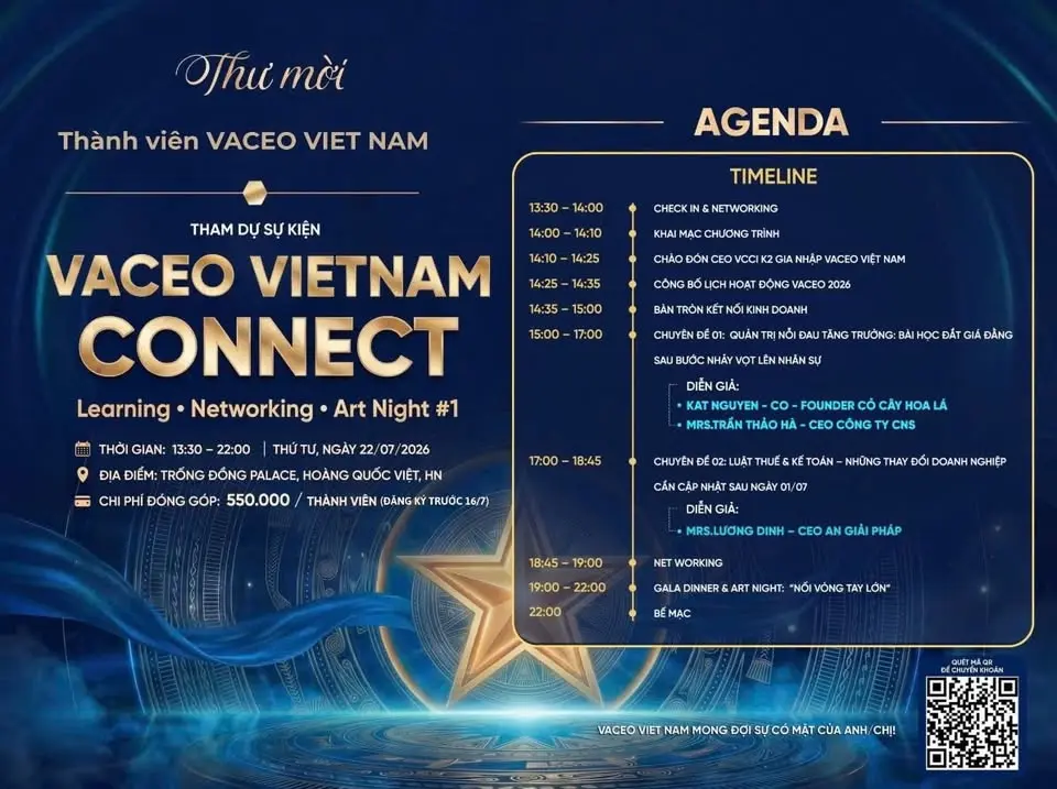 VACEO VIETNAM CONNECT: Learning • Networking • Art Night #1 - Kết giá trị - Nâng tầm vóc