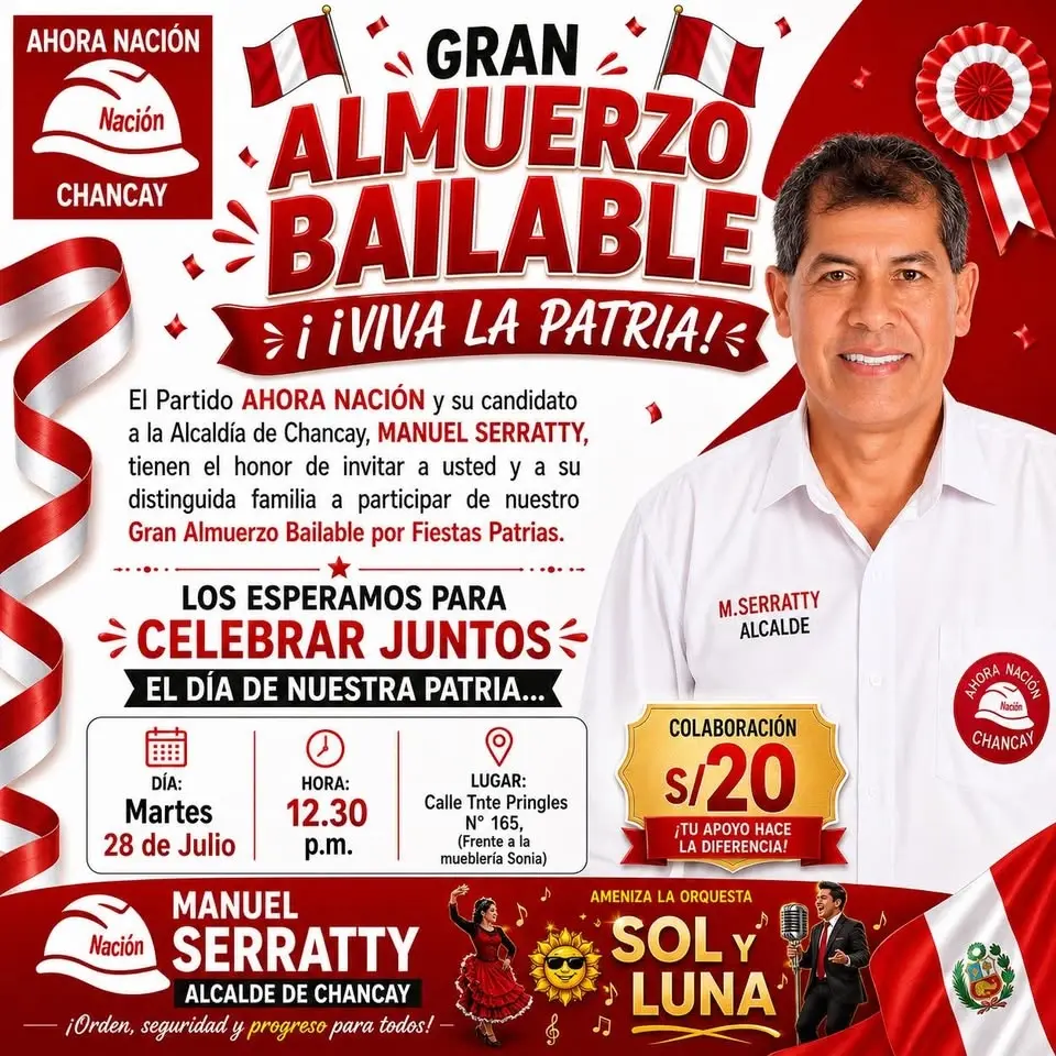 Gran Almuerzo Bailable por Fiestas Patrias🤍❤️