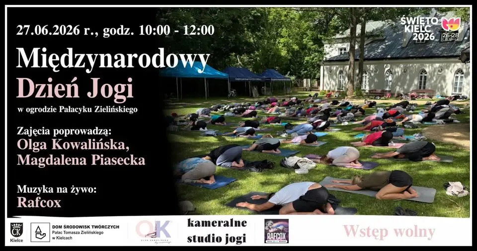 Międzynarodowy Dzień Jogi w Ogrodzie Pałacyku Zielińskiego (ŚWIĘTO KIELC)