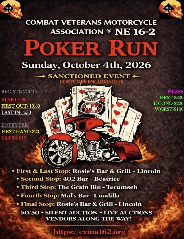 Combat Veterans Motorcycle Association®NE 16-2 Annual Poker Run
