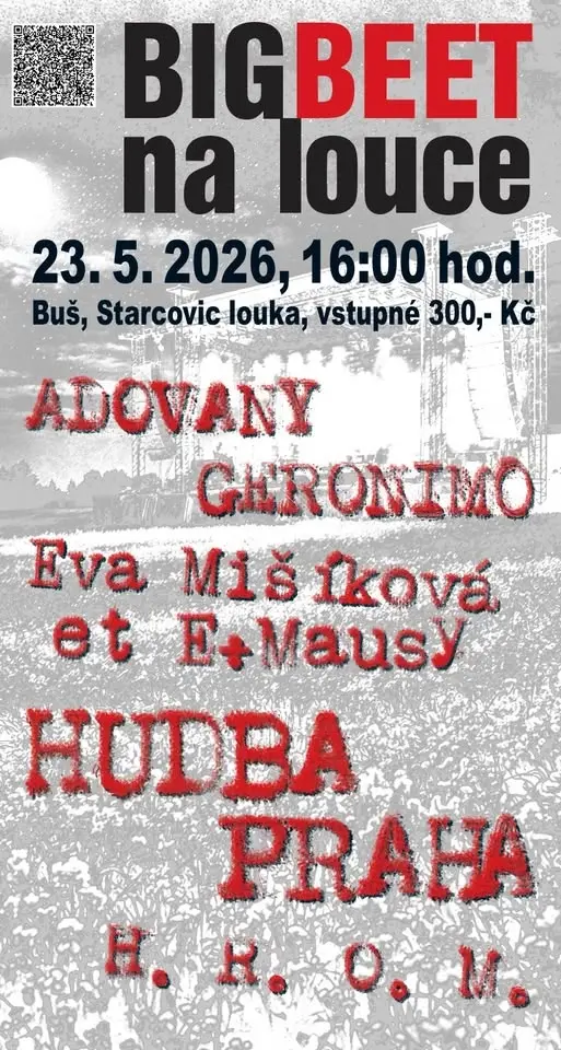 BIGBEET na louce: Adovany, Geronimo, Eva Mišíková & E+Mausy, HUDBA PRAHA, H.R.O.M.