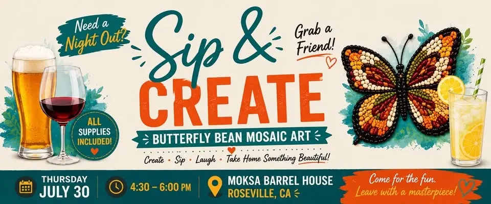 Butterfly 🦋 Bean Mosaic Art | Sip & Create