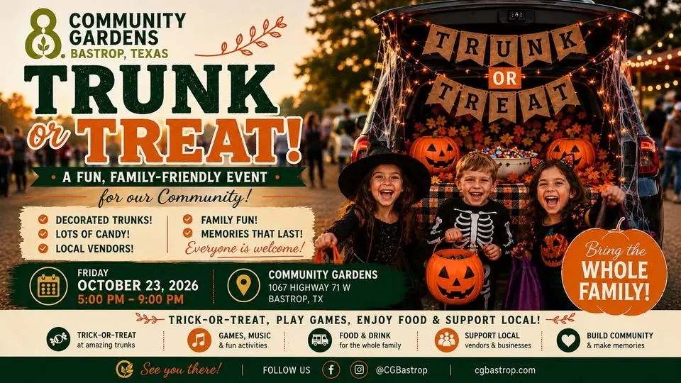 Party at the Patch Trunk or Treat at Community Gardens - FREE