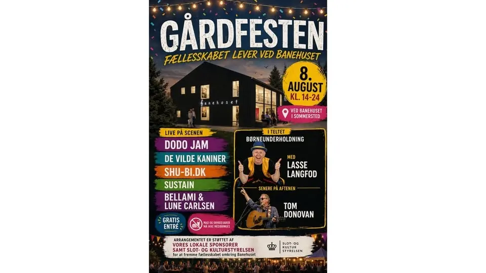 GÅRDFEST 2026, GRATIS MUSIK OG HYGGE😍